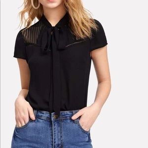 Black bow tie blouse